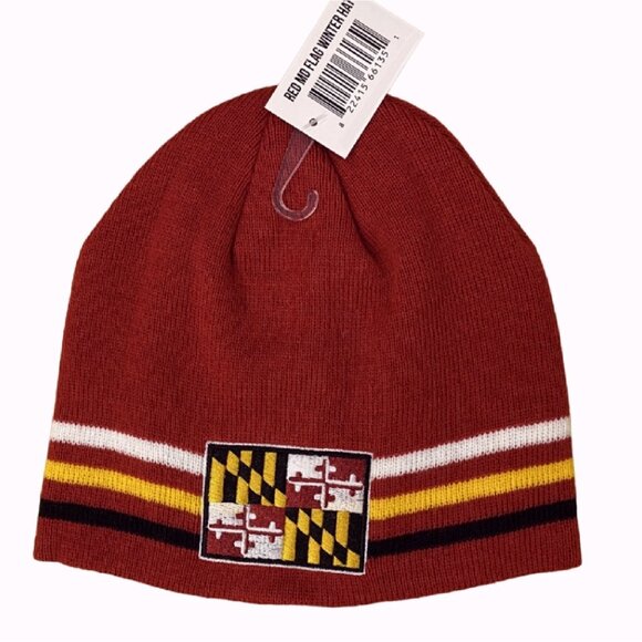 Maryland Embroidered Flag Red Beanie Cap Hat NEW Fast Ship - Picture 1 of 3